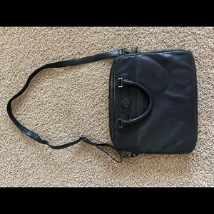 Tory Burch Leather Laptop Bag with shoulder strap.